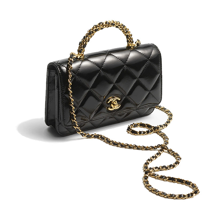 CHANEL Polished Lambskin Shoulder Bag, Crossbody Bag, Wallet Women's Black