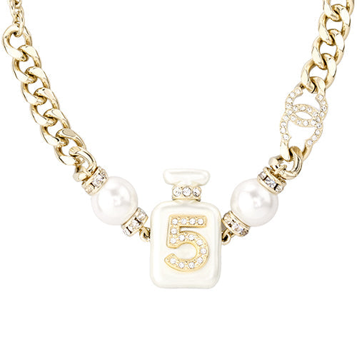 CHANEL Metal Resin Pearl Bracelets Women's Gold/Pearl White