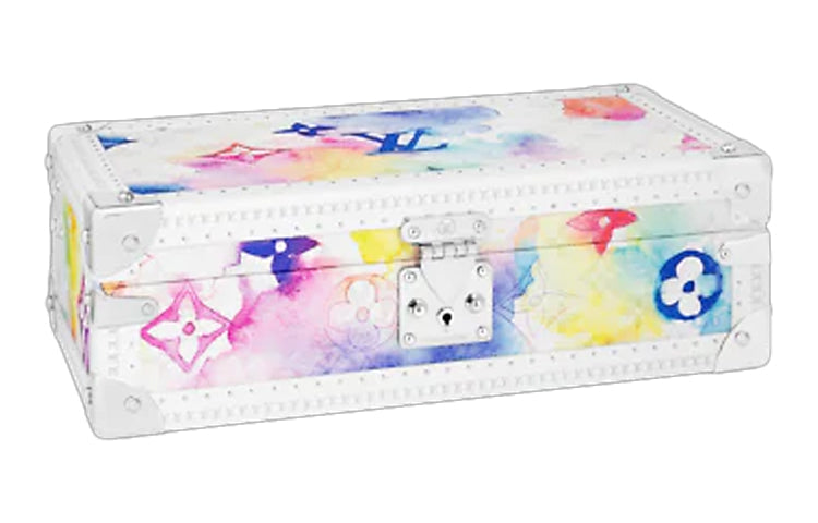 LOUIS VUITTON Coated Canvas With Leather Storage Box Hard Case Unisex Watercolor Tie Dye