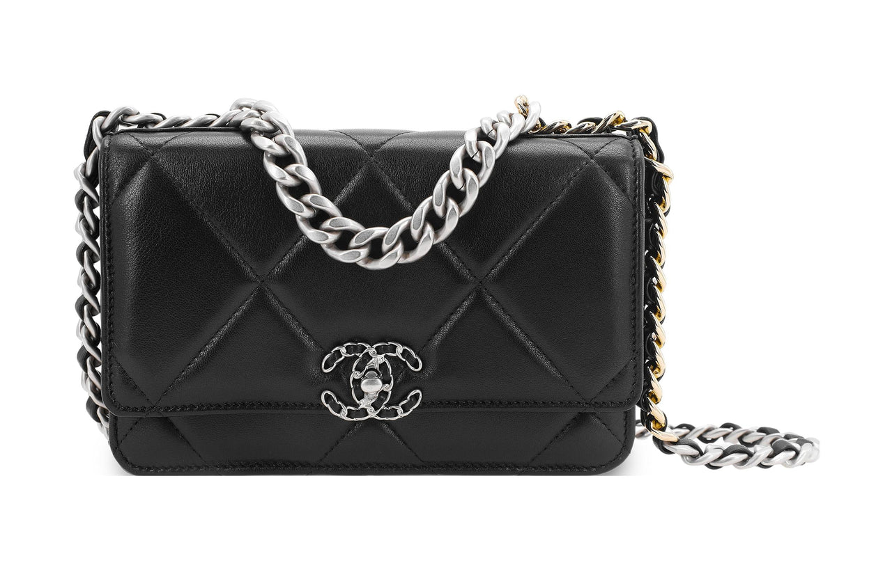 CHANEL 19BagWOC Sheepskin Shoulder Bag Crossbody Bag Wallets Regular Women's Black