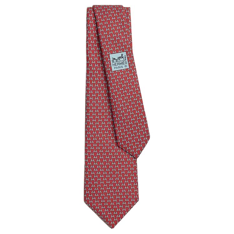 HERMES Mulberry Silk Ties Men's Red