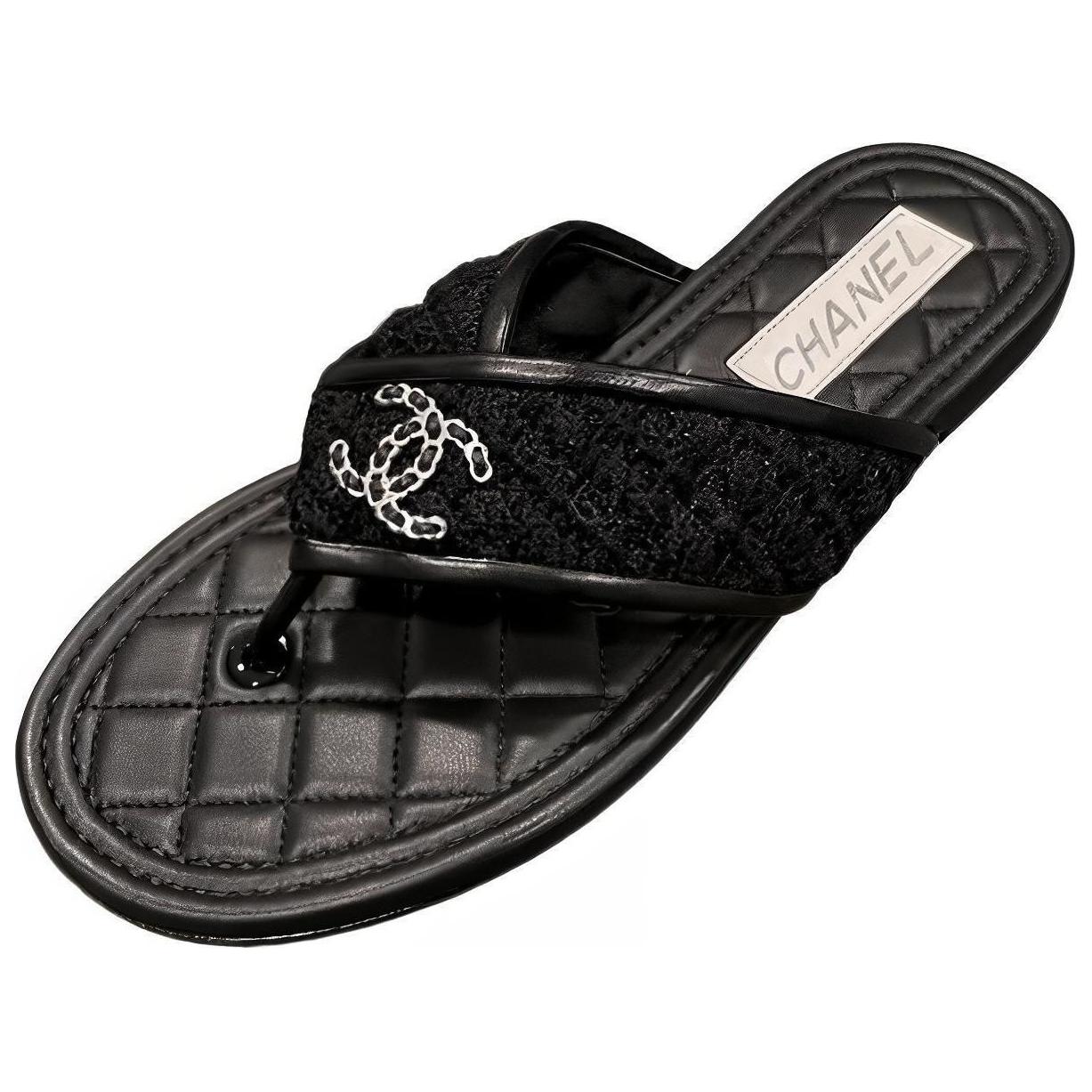 CHANEL Flip Flops Women's Black