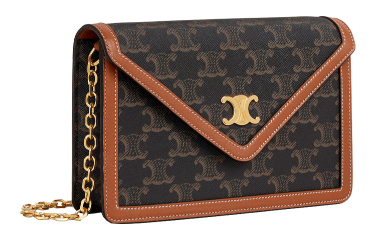 CELINE Canvas With Sheepskin Wallet, Shoulder Bag, Crossbody Bag Regular Women's Tawny