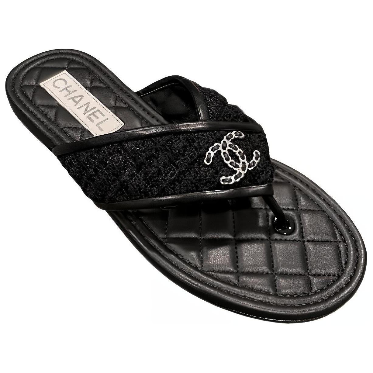 CHANEL Flip Flops Women's Black