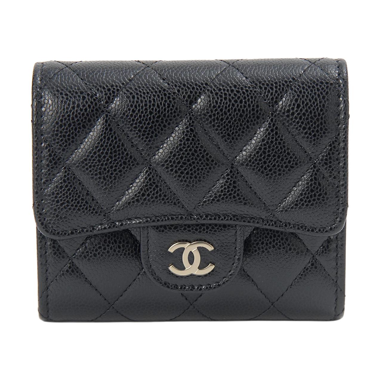CHANEL Classic Small Flap Tri fold Wallet Black AP0229