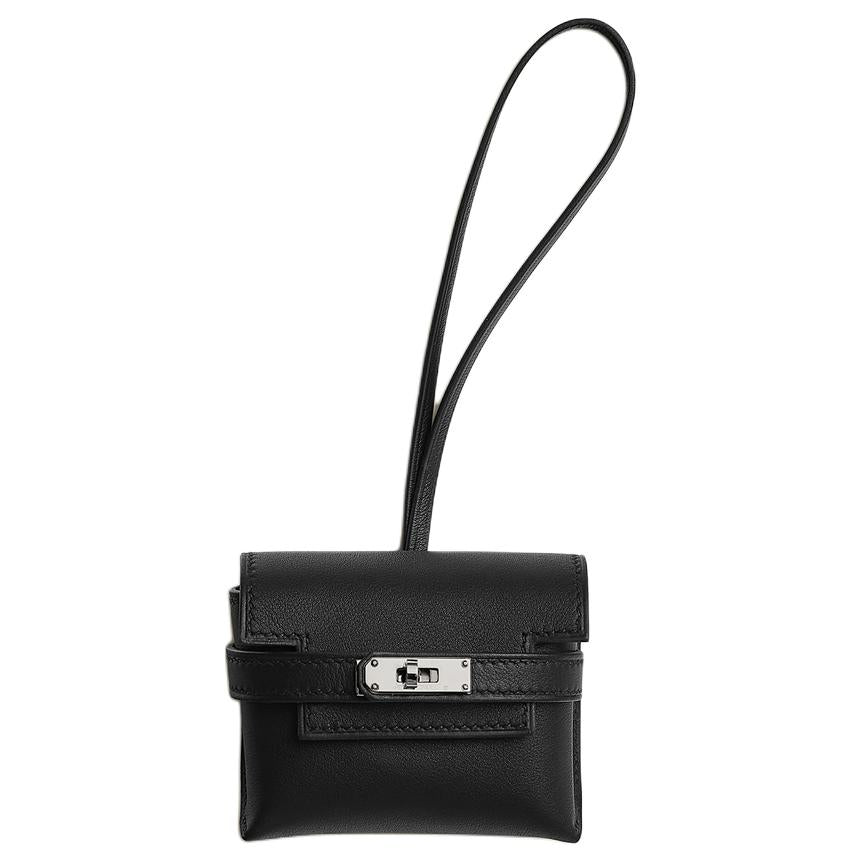 HERMES Calfskin Pendants Women's Black