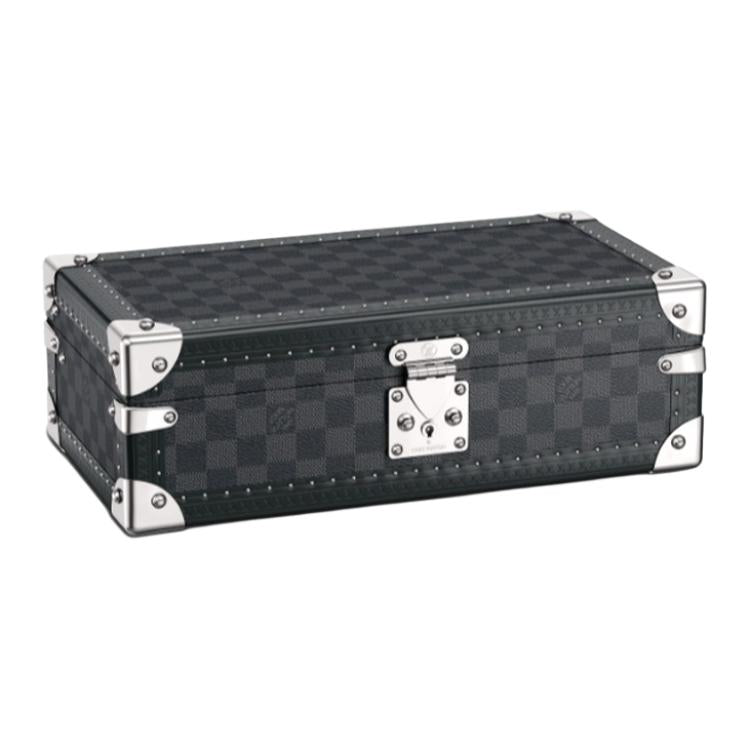 LOUIS VUITTON Canvas Wristwatch Storage Box Men's Blue Black