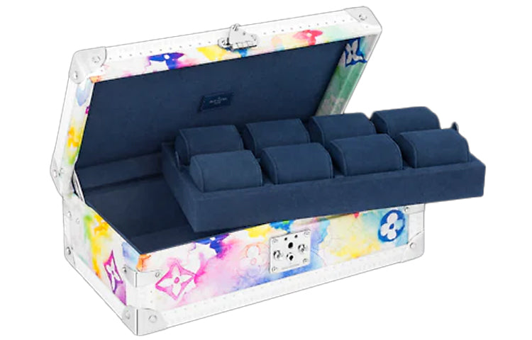 LOUIS VUITTON Coated Canvas With Leather Storage Box Hard Case Unisex Watercolor Tie Dye