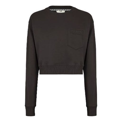 (WMNS) FENDI SS21 Solid Color Knit Short Sports Hoodie Black FS7427AFLBF0GME