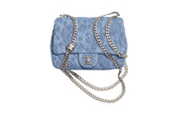 CHANEL 23P SS Denim Square Chubby Flap Bag Shoulder Bag Crossbody Bag Medium Size Women's Washable Blue