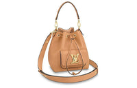 LOUIS VUITTON Grain Calfskin Bucket Bag, Handbag, Shoulder Bag, Crossbody Bag Women's Beige