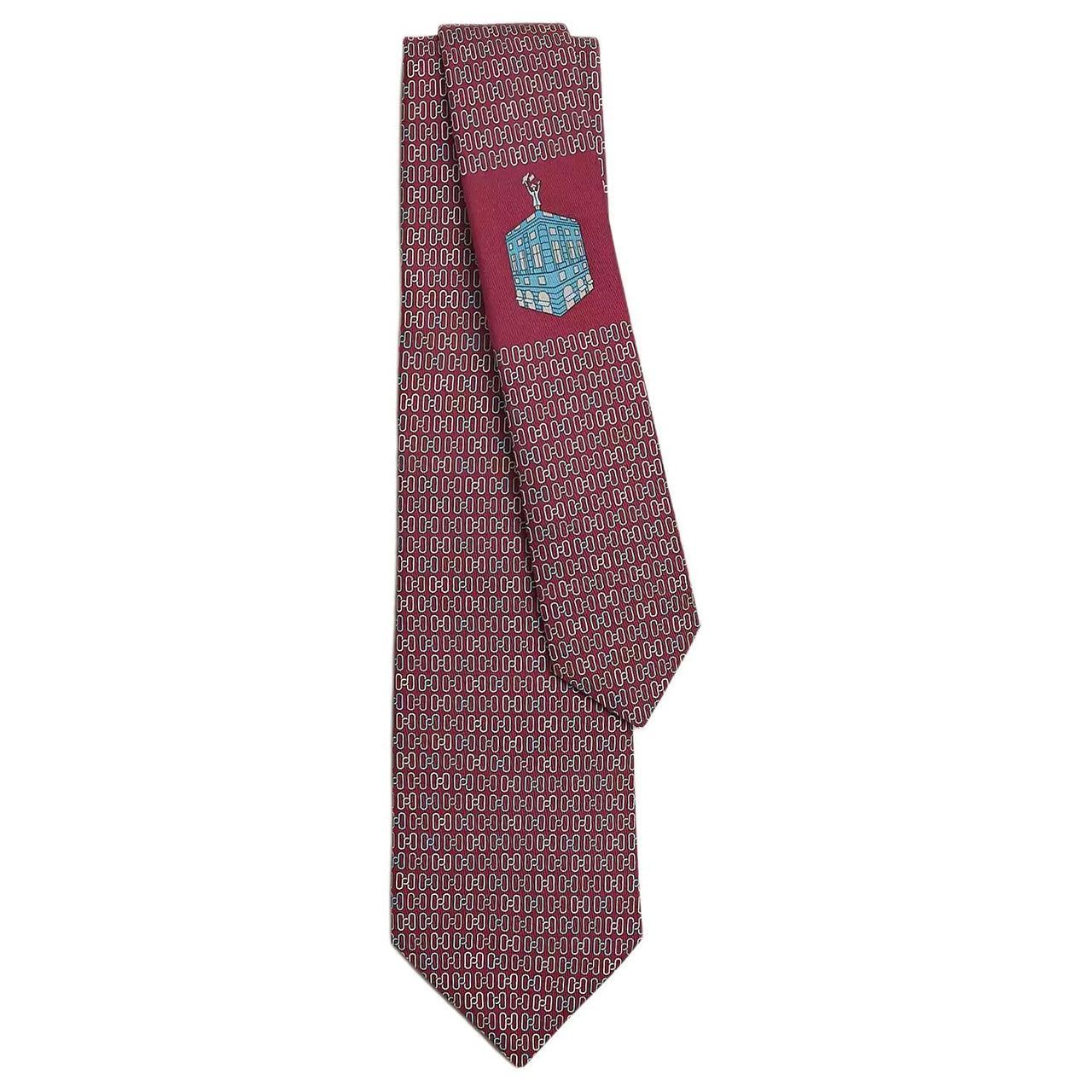 HERMES Silk Ties Men's Berry Red