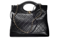 CHANEL Cow Leather Shoulder Bag Crossbody Bag Handbag Large Size Women's Black