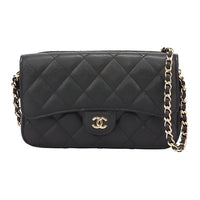 CHANEL Cow Leather Shoulder Bag, Crossbody Bag Women's Black
