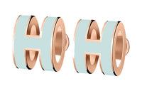 HERMES Metal Earrings Women's West Wind Blue, With Rose Gold Inlay