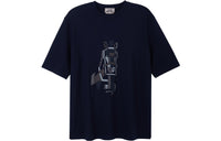 HERMES Patterned Print Crew Neck Pullover Short-Sleeved T-Shirt Men's Blue