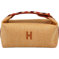 HERMES Canvas Toiletry Bag Regular Unisex Orange