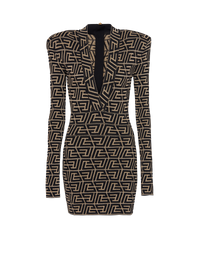 Balmain Women's Ls V Neck Pyramide Pb Knit Short Dress