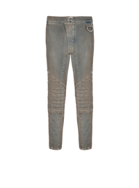 Balmain Men's Knee Pad Dirty Blue Denim Pants