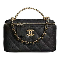 CHANEL Embossed Calfskin With Grains Box Bag Handbag Shoulder Bag Crossbody Bag Women's Black