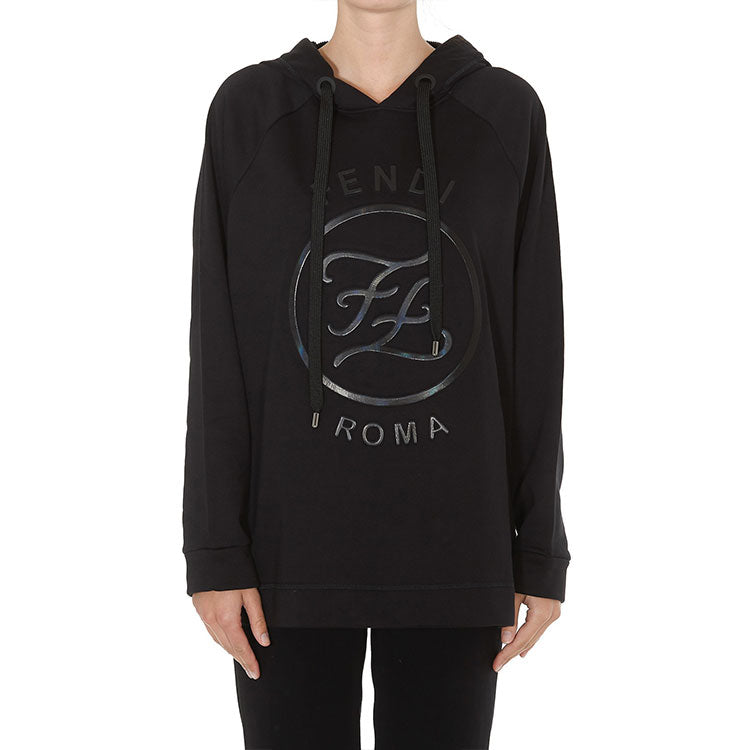 (WMNS) FENDI SS21 Karligraphy Logo Printing Drawstring Hoodie Black FAF105AA4HF0ZNJ