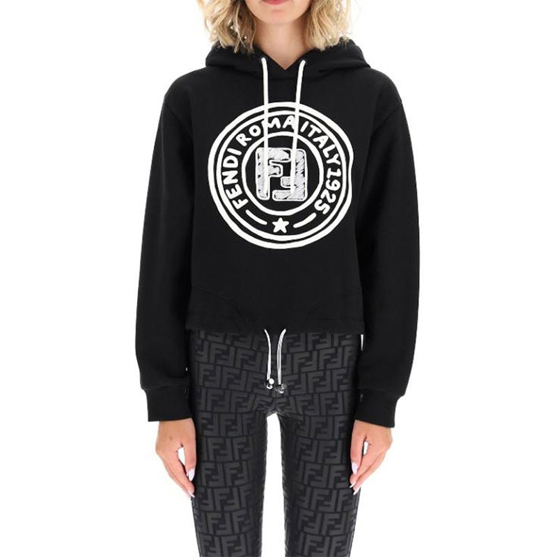 (WMNS) FENDI F Pattern Printing Hoodie Black FS7035AC6DF0GME