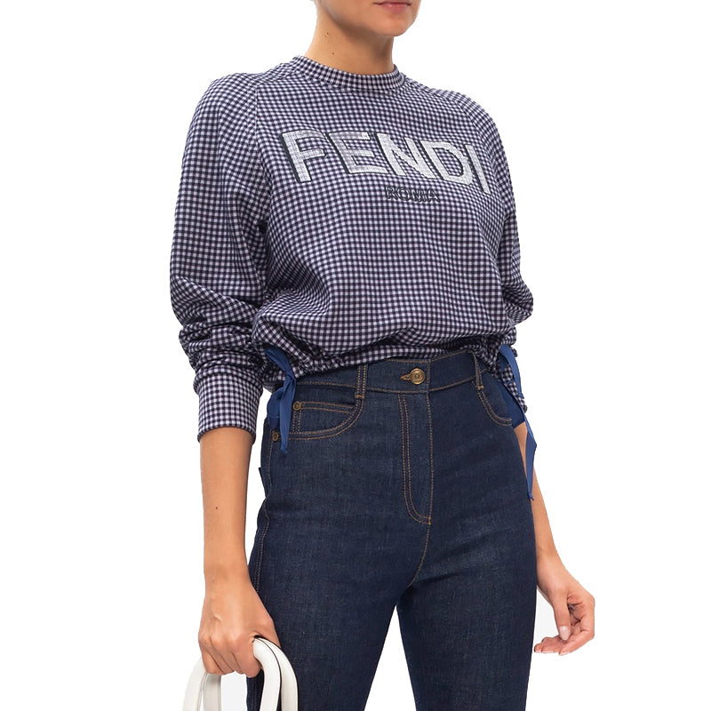 (WMNS) FENDI Logo Printing hooded Long Sleeves Hoodie Gray FS7102AD96F1BGT