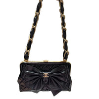 CHANEL Sheepskin Shoulder Bag Handbag Shoulder Bag Small Size Women's Black