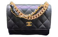 CHANEL Calfskin Handbag Shoulder Bag Women's Black