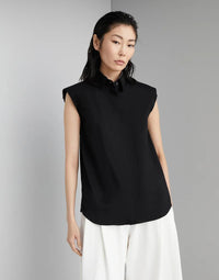 Brunello Cucinelli Monili-Trim Sleeveless Shirt