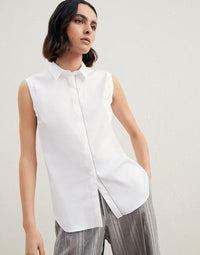 Brunello Cucinelli Sleeveless Button-Down Shirt