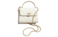 CHANEL 23P SS Calfskin Flap Bag, Clutch, Shoulder Bag, Crossbody Bag, Handbag Regular Women's White
