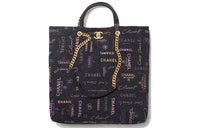 CHANEL 22P Denim Tote Bag Shopping Bag Shoulder Bag Handbag Women's Black