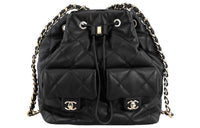 CHANEL Drawstring Two Pocket Backpack Black AS4342