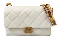 CHANEL Calfskin Shoulder Bag Crossbody Bag Mini Women's White