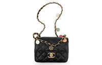 CHANEL 23C Early Spring Lambskin Square Chubby Mouth Cover Bag Crossbody Bag Shoulder Bag Women's Black