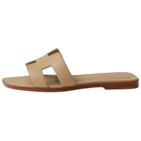 HERMES Oran Slide Slippers Women's Linen Beige