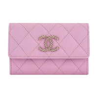 CHANEL Shiny Calfskin Coin Purses Card Holders Women's Lilac
