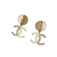 CHANEL Metal Resin Rhinestones Earrings Women's Gold