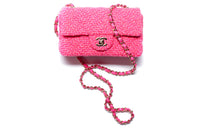 CHANEL Classic Flap CF Wool Twill Velvet Shoulder Bag Crossbody Bag Mini Women's Fuchsia
