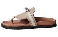 HERMES Rubber Sole Odor Resistant Flip Flops Women's Brown