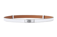 HERMES Kelly Leather Belts Unisex Milk White