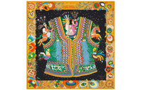 HERMES Silk Scarves Women's Curry Yellow/Black/Green