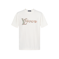 LOUIS VUITTON Logo-Print Crew Neck Pullover Short-Sleeved T-Shirt Men's Ivory