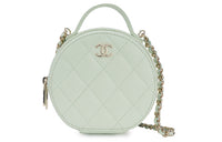 CHANEL Calfskin Round Bag Handbag Shoulder Bag Crossbody Bag Regular Women's Light Green