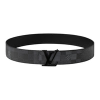 LOUIS VUITTON Brass Canvas Belt Men's Gray Width 4CM