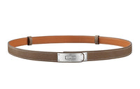 HERMES Calfskin Leather Belts Women's Elephant Gray/Silver Head Width 1.8cm