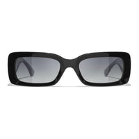 CHANEL Metal Resin Rectangular Sunglasses Unisex Black