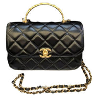 CHANEL Pearlescent Lambskin Shoulder Bag, Crossbody Bag, Handbag Women's Black