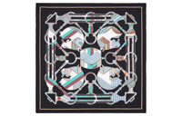 HERMES Silk Scarves Women's Black/Mint Green/Multicolor